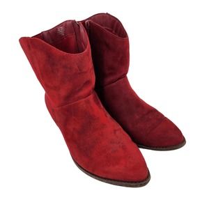 Torrid Red Faux Suede Western Bootie WW Sz 8.5W